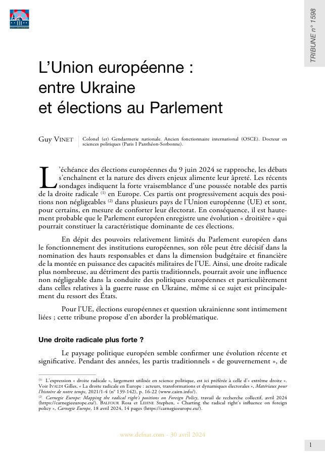 L’Union européenne : entre Ukraine et élections au Parlement (T 1598)
